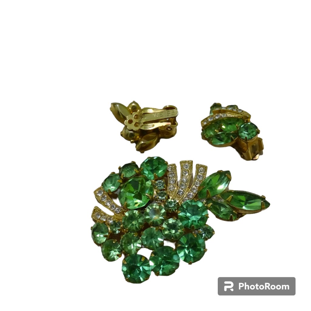 Weiss Brooch And Clip Earrings Set